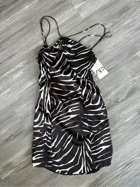 Zara Black and White Zebra-Print Dress